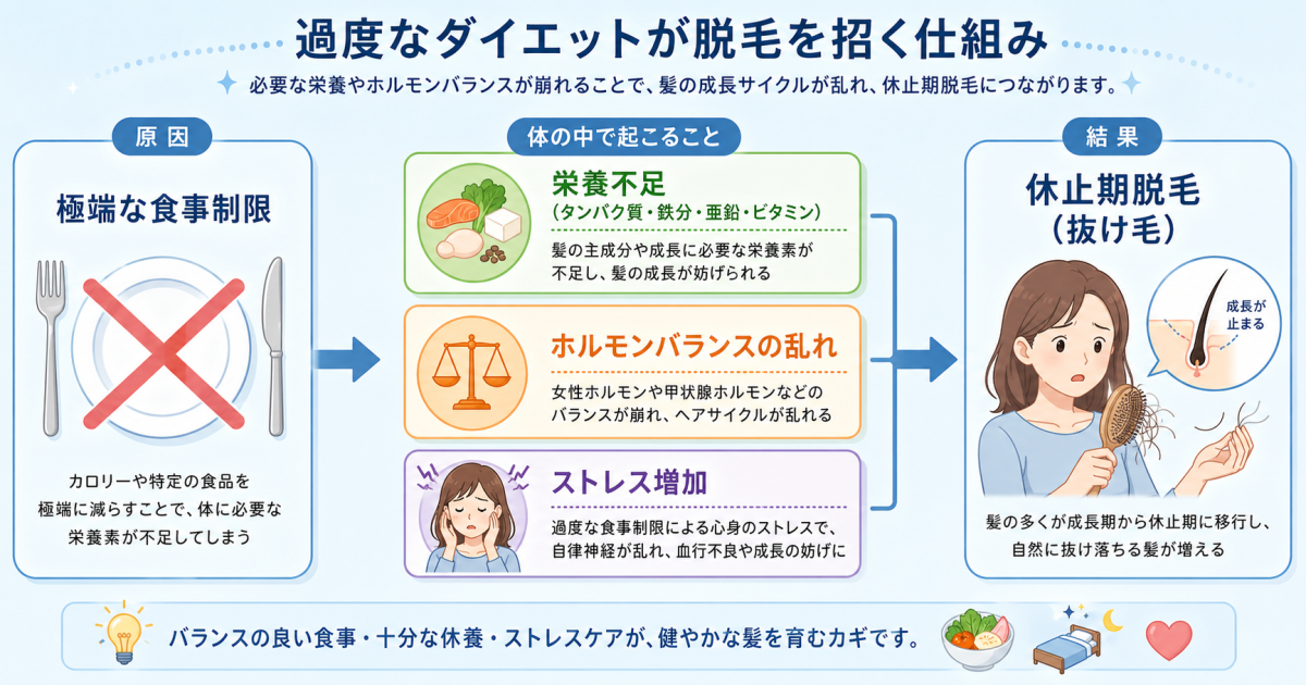 ■過度なダイエットが脱毛を招く仕組み