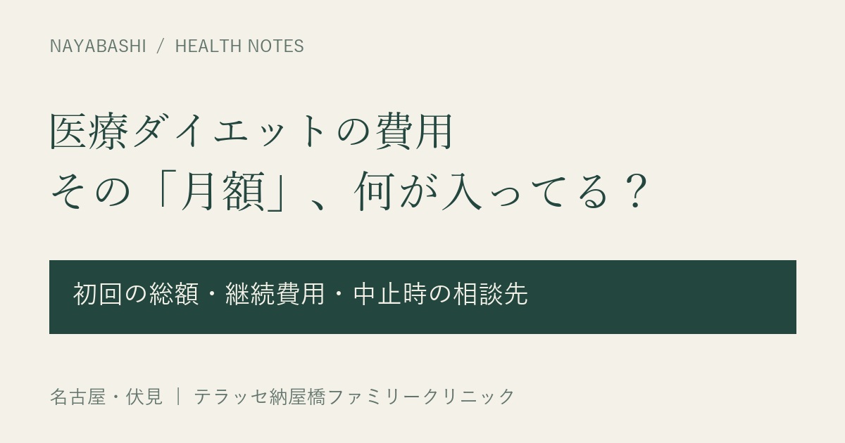 医療ダイエットの費用。月額だけでなく初回の総額・継続費用・中止時の相談先を確認。