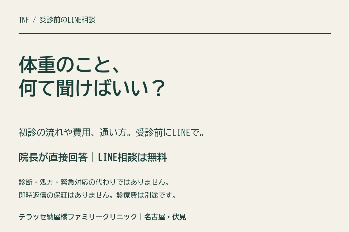 体重のこと、何て聞けばいい？受診前のLINE相談